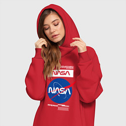 Женское худи-платье Nasa - Logo, цвет: красный — фото 2