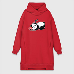 Женское худи-платье Дрыхнущая панда, цвет: красный