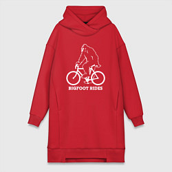 Женское худи-платье Бигфут на велосипеде, цвет: красный