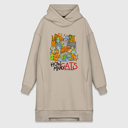 Женское худи-платье Сколько котов вы видите?, цвет: миндальный