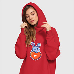 Женское худи-платье Кролик и сердечко, цвет: красный — фото 2