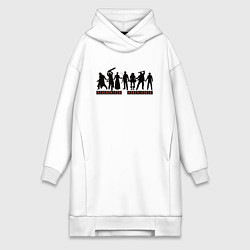 Женское худи-платье Герои кино-ужасов, цвет: белый