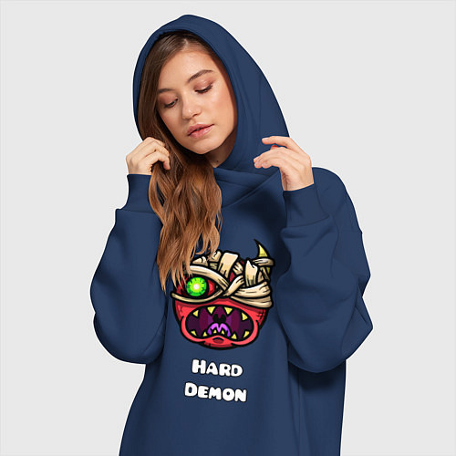 Женская толстовка-платье Geometry Dash hard demon / Тёмно-синий – фото 3