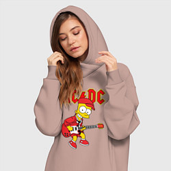 Женское худи-платье AC DC Барт Симпсон, цвет: пыльно-розовый — фото 2