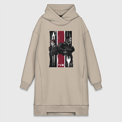 Женское худи-платье Mass Effect N7 - Shepard, цвет: миндальный