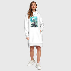 Женское худи-платье Кафка и Кикору - Кайдзю номер 8, цвет: белый — фото 2