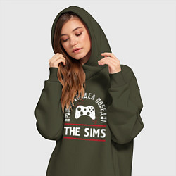Женское худи-платье The Sims: пришел, увидел, победил, цвет: хаки — фото 2
