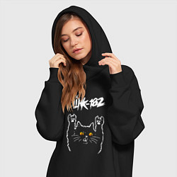 Женское худи-платье Blink 182 rock cat, цвет: черный — фото 2