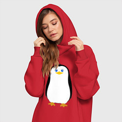 Женское худи-платье Красивый пингвин, цвет: красный — фото 2