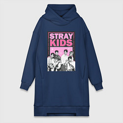 Женское худи-платье Stray Kids boy band, цвет: тёмно-синий