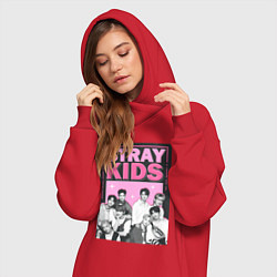 Женское худи-платье Stray Kids boy band, цвет: красный — фото 2