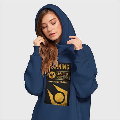 Женская толстовка-платье Контроль заражения / Тёмно-синий – фото 3