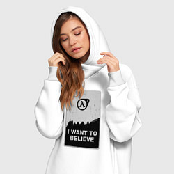 Женское худи-платье Хочу верить в HL3, цвет: белый — фото 2