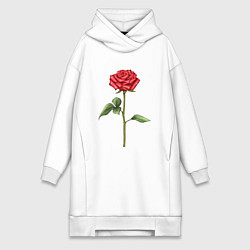 Женское худи-платье Роза красная, цвет: белый