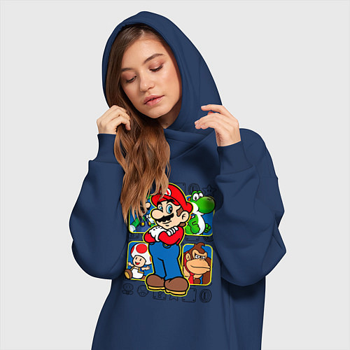 Женская толстовка-платье Супер Марио / Тёмно-синий – фото 3