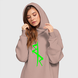 Женское худи-платье Logotype - Cyberpunk: Edgerunners, цвет: пыльно-розовый — фото 2