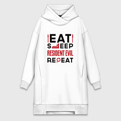 Женская толстовка-платье Надпись: eat sleep Resident Evil repeat