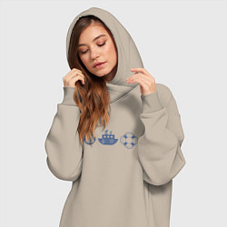 Женское худи-платье Якорь спасательный круг корабль, цвет: миндальный — фото 2