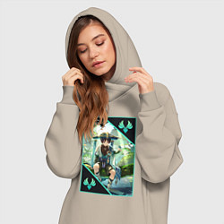 Женское худи-платье Скарамучча анемо странник, цвет: миндальный — фото 2