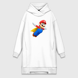 Женское худи-платье Марио в полёте, цвет: белый