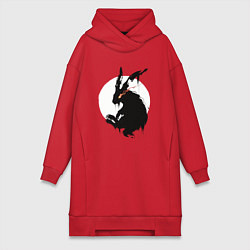 Женское худи-платье Черный кролик 2023, цвет: красный