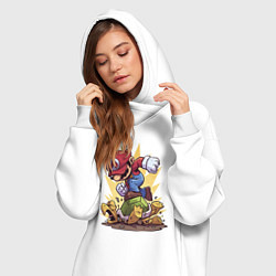 Женское худи-платье Хулиган Марио наступил на Купа Трупа, цвет: белый — фото 2