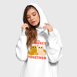 Женское худи-платье We are purrrfect together, цвет: белый — фото 2