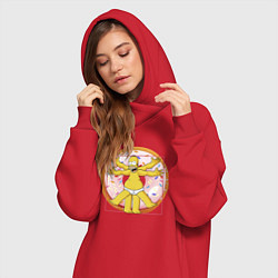 Женское худи-платье Канонические пропорции Гомера Симпсона - remake, цвет: красный — фото 2