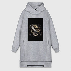 Женское худи-платье Змея из металла золото и серебро готик черный, цвет: меланж