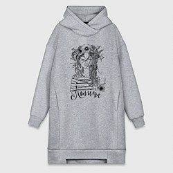 Женское худи-платье Лолита в венке из летних цветов, цвет: меланж