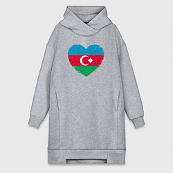 Женское худи-платье Сердце Азербайджана, цвет: меланж