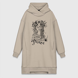 Женская толстовка-платье Раиса в венке из летних цветов