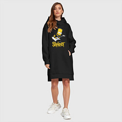 Женское худи-платье Slipknot Барт Симпсон рокер, цвет: черный — фото 2