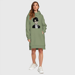 Женское худи-платье Хмурый Леви, цвет: авокадо — фото 2