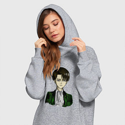 Женское худи-платье Капрал Леви портрет, цвет: меланж — фото 2