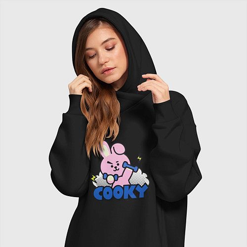 Женская толстовка-платье Cooky BT21 Jungkook / Черный – фото 3