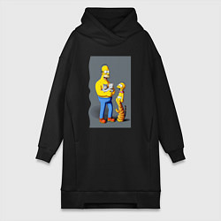 Женская толстовка-платье Homer Simpson and cats - нейросеть арт