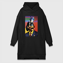 Женское худи-платье Кошачья мечта Сальвадора Дали, цвет: черный
