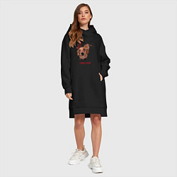 Женское худи-платье Преданный пёсик, цвет: черный — фото 2