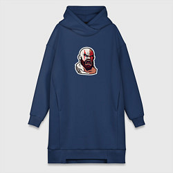 Женское худи-платье Яростный Кратос, цвет: тёмно-синий
