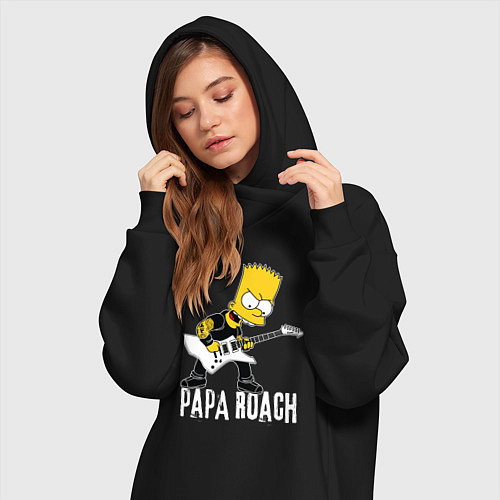 Женская толстовка-платье Papa Roach Барт Симпсон рокер / Черный – фото 3