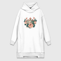 Женская толстовка-платье Цветы для королевы