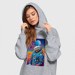 Женское худи-платье Shark in spacesuit - neural network, цвет: меланж — фото 2