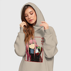 Женское худи-платье Zero Two anime girl, цвет: миндальный — фото 2