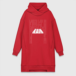 Женское худи-платье Rain надпись и капли линии, цвет: красный