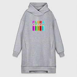 Женское худи-платье Цвет букв слова флора, цвет: меланж