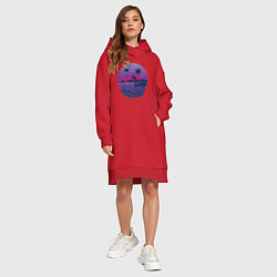 Женское худи-платье Ночные тропики, цвет: красный — фото 2