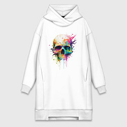 Женское худи-платье Череп оптимиста, цвет: белый