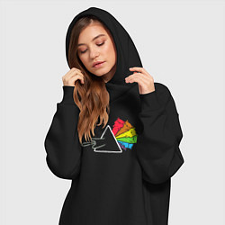 Женское худи-платье Pink Floyd коты, цвет: черный — фото 2