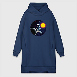 Женское худи-платье Космонавт в невесомости, цвет: тёмно-синий